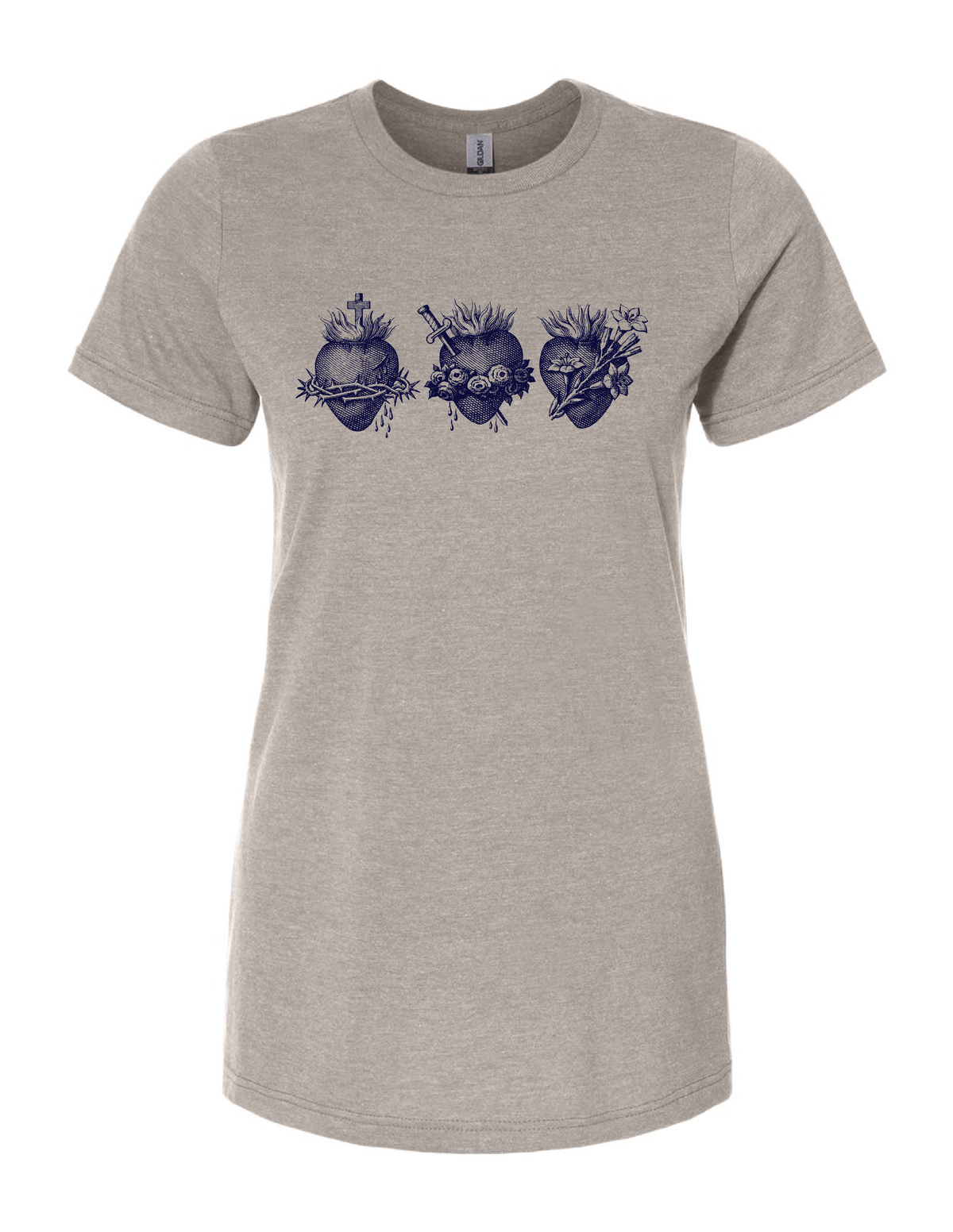 Ladies Holy Family Hearts | 3 Hearts of the Holy Family Tee: XL
