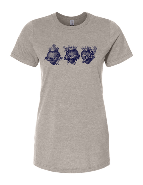 Ladies Holy Family Hearts | 3 Hearts of the Holy Family Tee: XL
