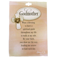 Gold Godmother Pin with Heart/Dove - Unique Catholic Gifts