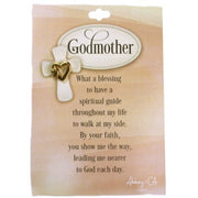 Gold Godmother Pin with Heart/Dove - Unique Catholic Gifts