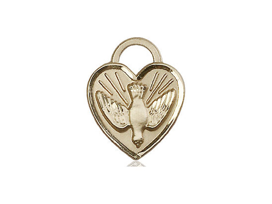 Medalla del corazón de confirmación llena de oro de 14kt en una cadena llena de oro