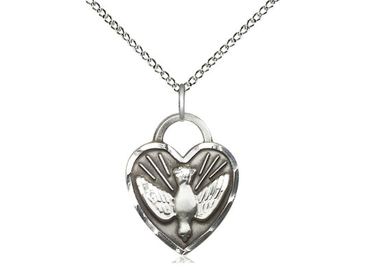 Sterling Silver Confirmation Heart Pendant on a Sterling Silver Chain