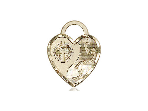 14kt Gold Filled Footprints Heart Pendant on an 18-Inch Gold Filled Light Curb Chain