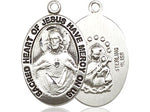 Sterling Silver Sacred Heart of Jesus Scapular Medal (3/4")