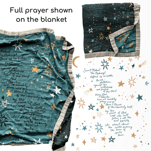 St. Michael Prayer Luxury Double Sided Muslin Catholic Blanket