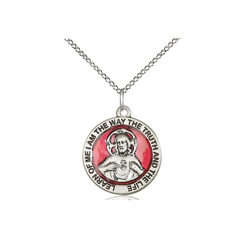 Sterling Silver Scapular Pendant on a 18 inch Sterling Silver Light Curb Chain