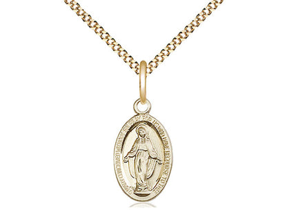 Pendiente de la medalla milagroso lleno de oro (3/8 pulgadas)