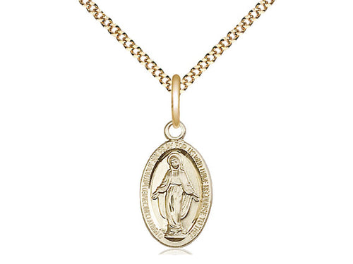 Gold Filled Miraculous Medal Pendant (3/8") with 18" chain