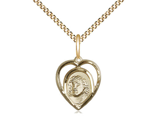 Colgante Ecce Homo lleno de oro de 14kt en una cadena de acera de luz llena de oro