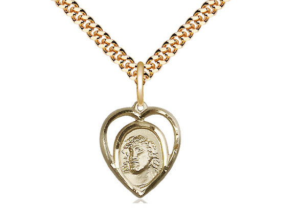 Colgante Ecce Homo lleno de oro de 14kt en una cadena de acera de luz llena de oro