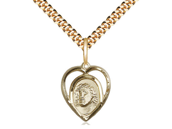 Colgante Ecce Homo lleno de oro de 14kt en una cadena de acera de luz llena de oro