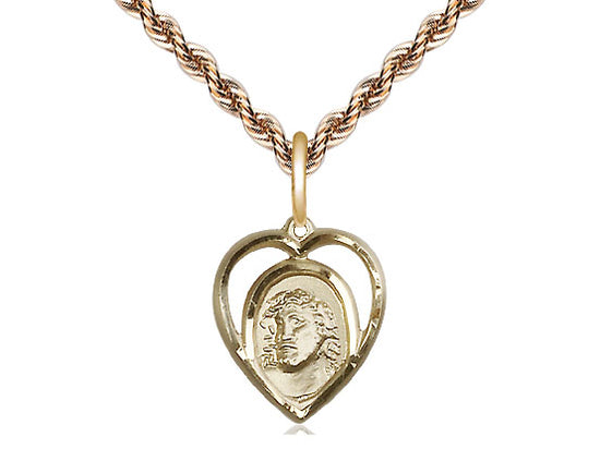 Colgante Ecce Homo lleno de oro de 14kt en una cadena de acera de luz llena de oro