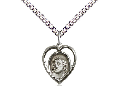 Sterling Silver Ecce Homo Pendant on a Sterling Silver Curb Chain