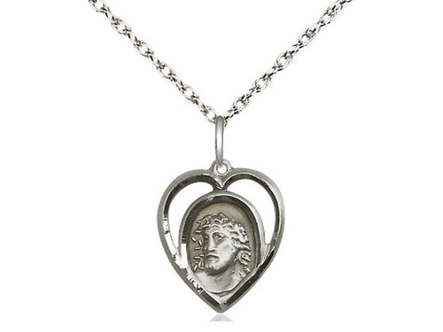 Sterling Silver Ecce Homo Pendant on a Sterling Silver Curb Chain