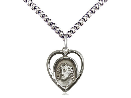 Sterling Silver Ecce Homo Pendant on a Sterling Silver Curb Chain