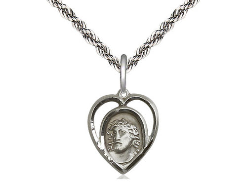 Sterling Silver Ecce Homo Pendant on a Sterling Silver Curb Chain