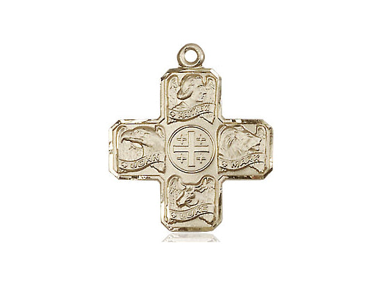 Colgante de evangelista relleno de oro de 14kt en una cadena de acera llena de oro de 18 pulgadas