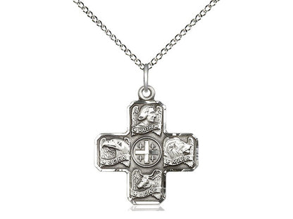 Sterling Silver Evangelist Pendant on an 18-Inch Sterling Silver Light Curb Chain