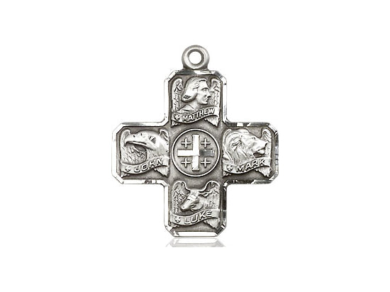 Colgante de evangelista de plata esterlina en una cadena de acera de luz de plata esterlina de 18 pulgadas