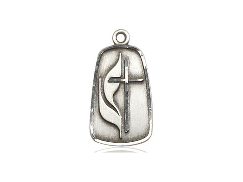 Sterling Silver Rose Pendant on an 18-Inch Sterling Silver Light Curb Chain
