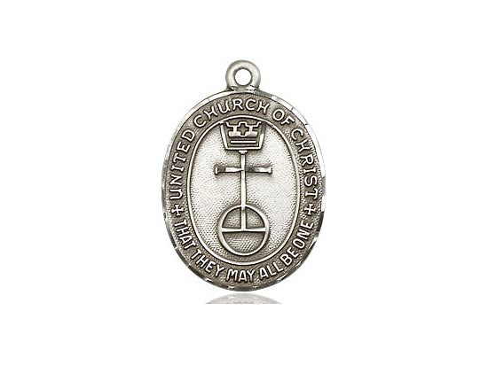 Sterling Silver United Church of Christ Pendant on an 18-Inch Sterling Silver Light Curb Chain