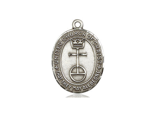Sterling Silver United Church of Christ Pendant on an 18-Inch Sterling Silver Light Curb Chain