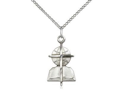 Sterling Silver Southern Baptist Pendant on an 18-Inch Sterling Silver Light Curb Chain