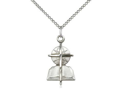 Sterling Silver Southern Baptist Pendant on an 18-Inch Sterling Silver Light Curb Chain