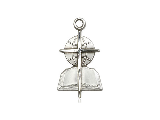 Sterling Silver Southern Baptist Pendant on an 18-Inch Sterling Silver Light Curb Chain