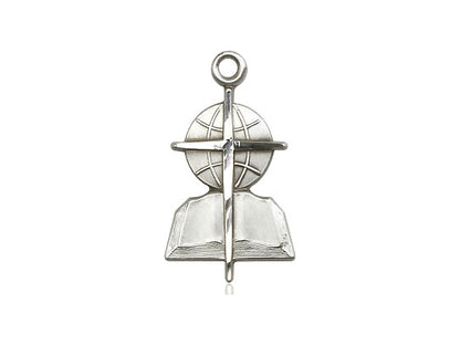 Sterling Silver Southern Baptist Pendant on an 18-Inch Sterling Silver Light Curb Chain