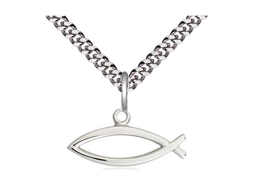 Sterling Silver Fish Pendant on a Curb Chain