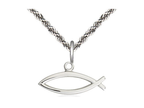 Sterling Silver Fish Pendant on a Curb Chain