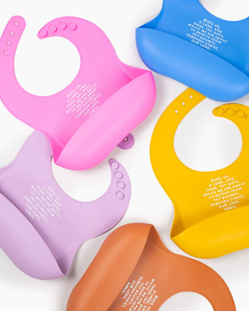 Meal Blessing Silicone Bib: Powder Blue