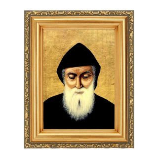 St. Charbel Print Antique Gold Frame 5 1/2" x 7"