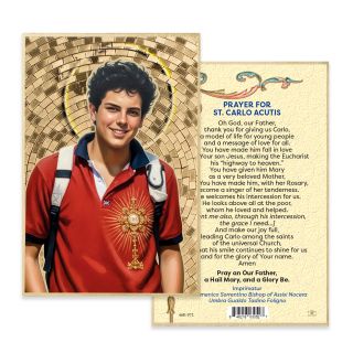 St. Carlo Acutis Gold Foil Mosaic Plaque 4" x 6"