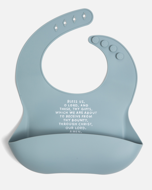 Meal Blessing Silicone Bib: Powder Blue