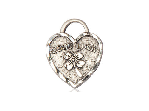 Sterling Silver Good Luck Shamrock Heart Medal on a Sterling Silver Chain