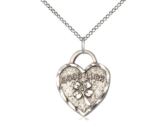 STERLING SILVER BUEN LUTES PIEDAD DEL CORAZÓN DEL CORAZÓN EN UNA CADENA DE PLATA SERRINA