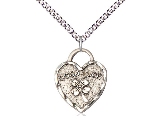 STERLING SILVER BUEN LUTES PIEDAD DEL CORAZÓN DEL CORAZÓN EN UNA CADENA DE PLATA SERRINA