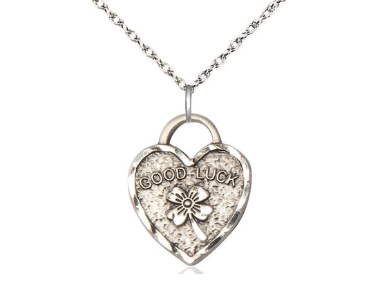 STERLING SILVER BUEN LUTES PIEDAD DEL CORAZÓN DEL CORAZÓN EN UNA CADENA DE PLATA SERRINA