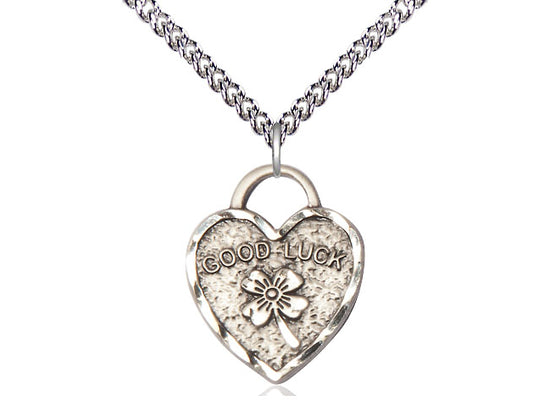 STERLING SILVER BUEN LUTES PIEDAD DEL CORAZÓN DEL CORAZÓN EN UNA CADENA DE PLATA SERRINA