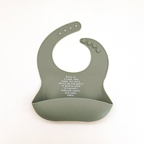 Meal Blessing Silicone Bib: Powder Blue