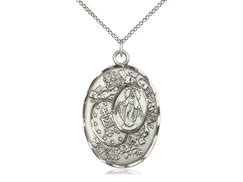 Sterling Silver Miraculous Pendant on a Sterling Silver Chain