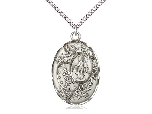 Sterling Silver Miraculous Pendant on a Sterling Silver Chain