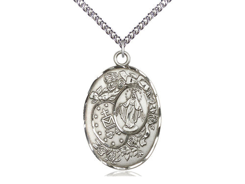 Sterling Silver Miraculous Pendant on a Sterling Silver Chain