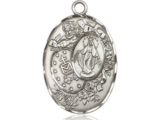 Colgante milagroso de plata esterlina en una cadena de plata esterlina