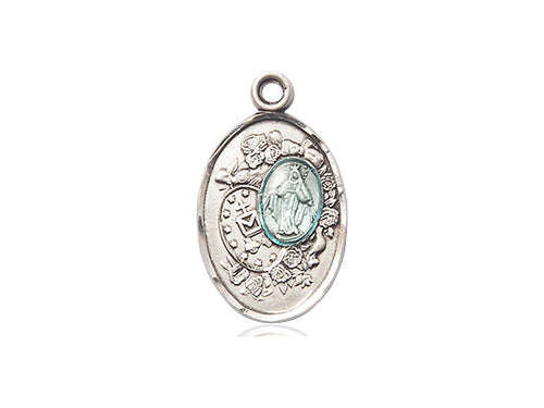 Sterling Silver Miraculous Pendant on an 18-Inch Sterling Silver Light Curb Chain