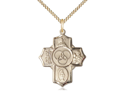 14kt Gold Filled Blended Family 5-Way Pendant on a Gold Filled Chain