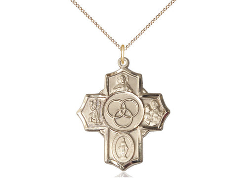 14kt Gold Filled Blended Family 5-Way Pendant on a Gold Filled Chain