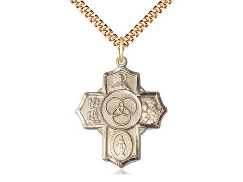 14kt Gold Filled Blended Family 5-Way Pendant on a Gold Filled Chain